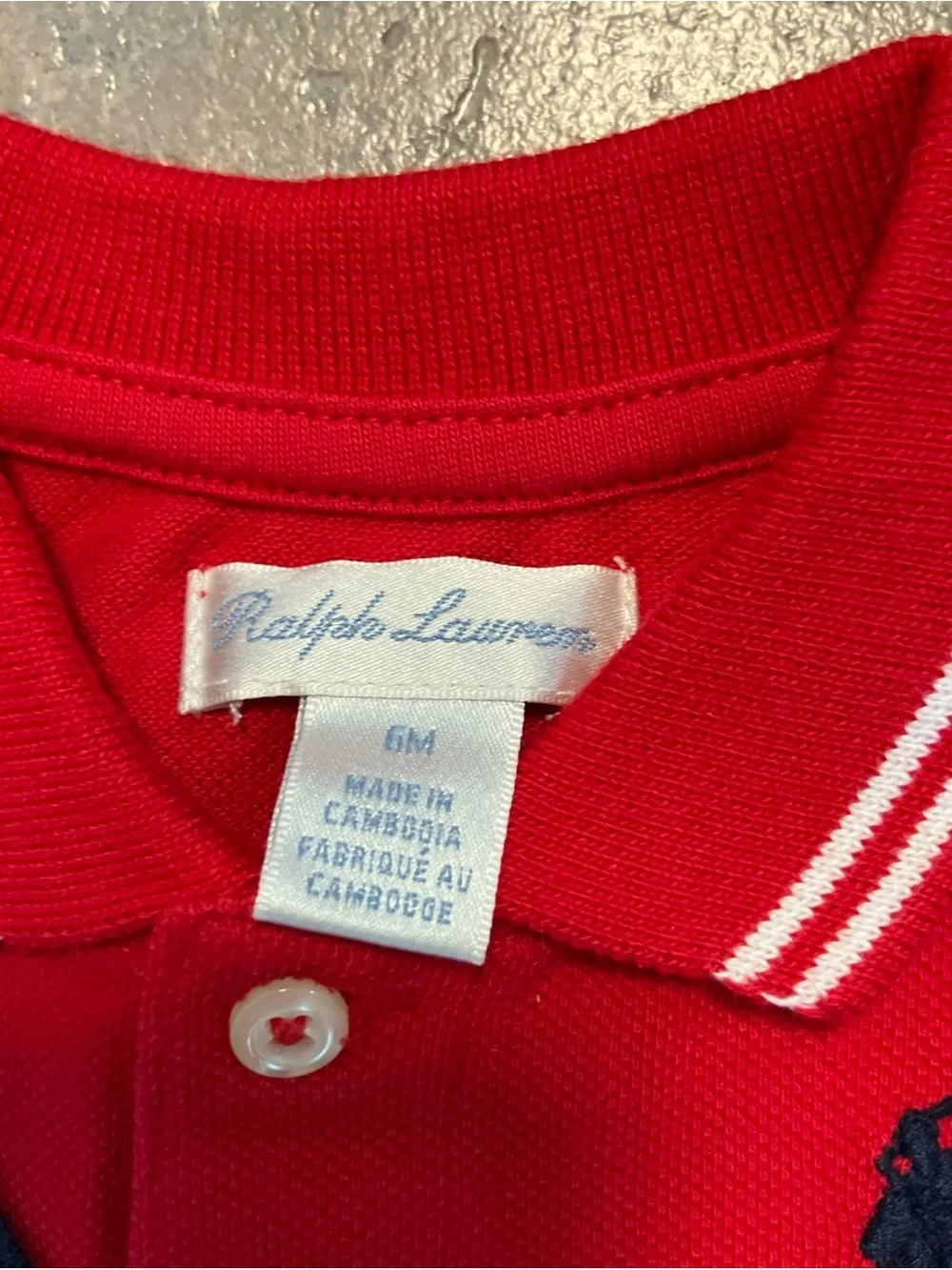 Ralph Lauren Polo Big Pony USA Flag Patch Baby Size 6 Months